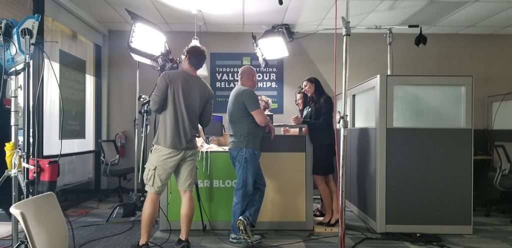 actors discussing the blocking process.