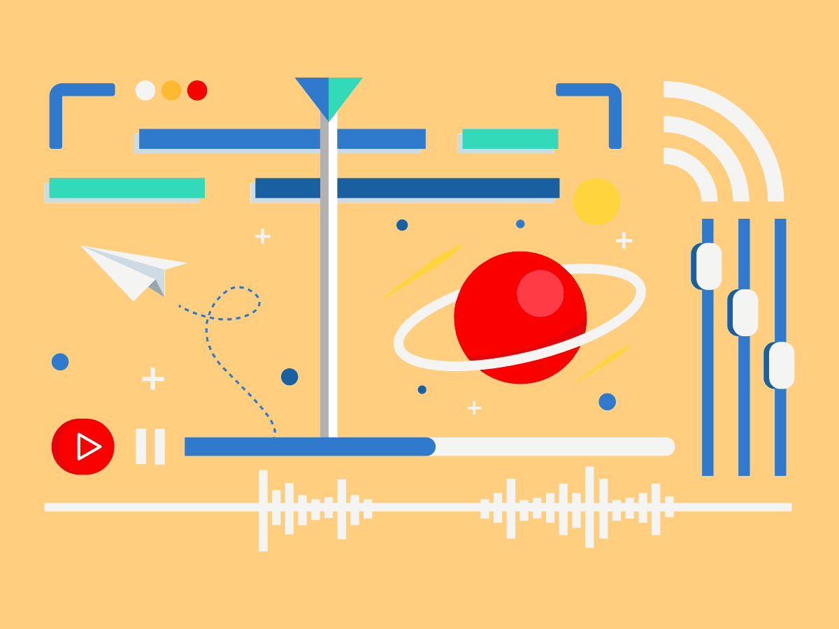 Abstract media player interface with planet and controls