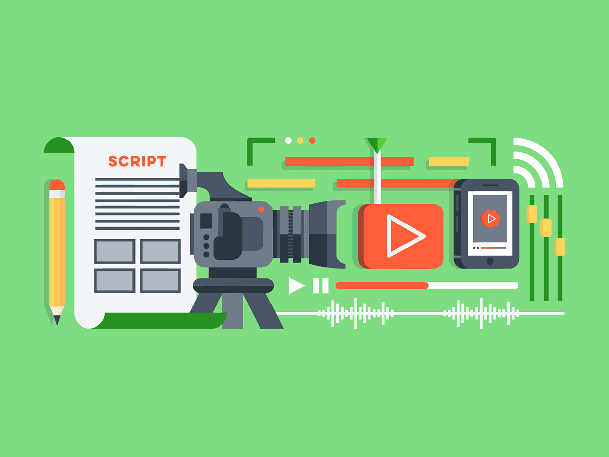 Video production setup with script, camera, smartphone